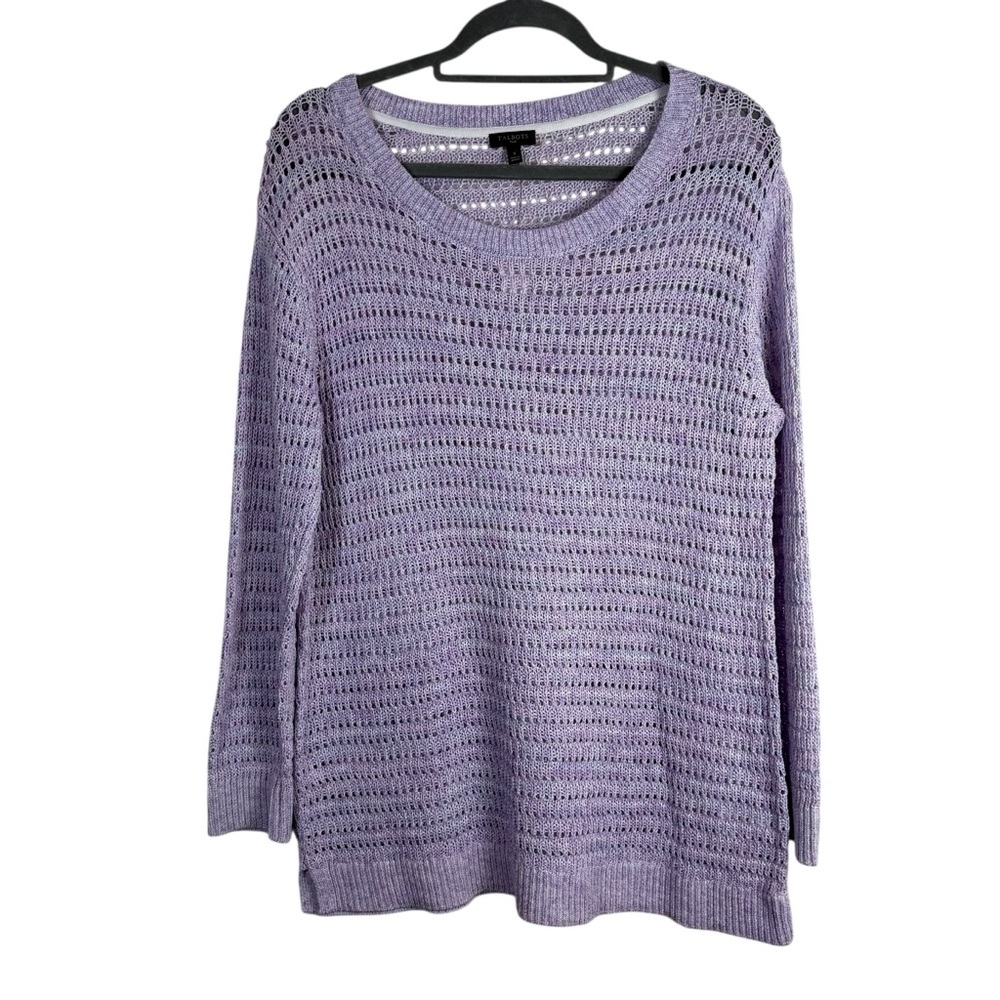 Talbots Plus Loose Knit 100% Cotton Lavender Pullover Sweater Size X NWT